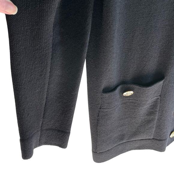 St. John Women’s Black Santana Knit Long V-Neck Button Front Cardigan - Picture 6 of 8